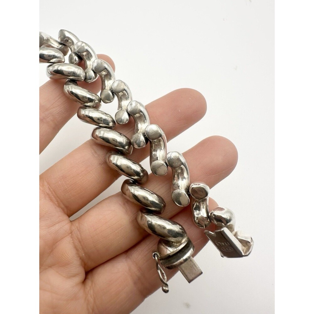 Vintage Sterling Silver San Marco Chain Link Bracelet Italy 7”